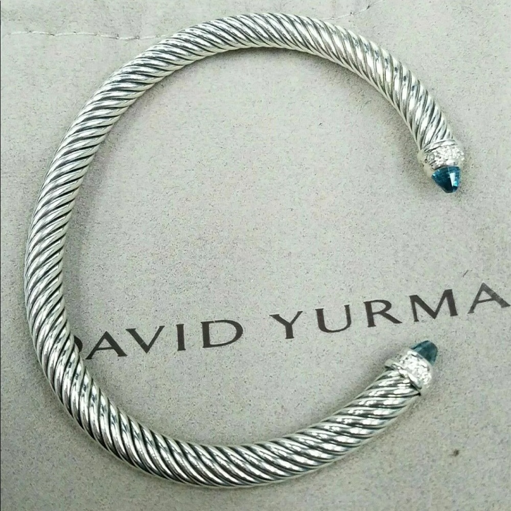 ♥️♥️SOLD♥️♥️DAVID YURMAN 5mm Blue Topaz & Diamonds - Picture 6 of 10